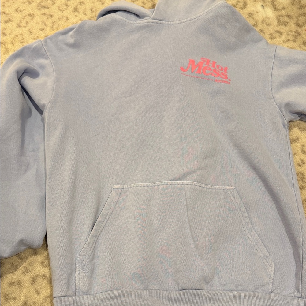 Alix earl Light Blue Hoodie with Pink Logo